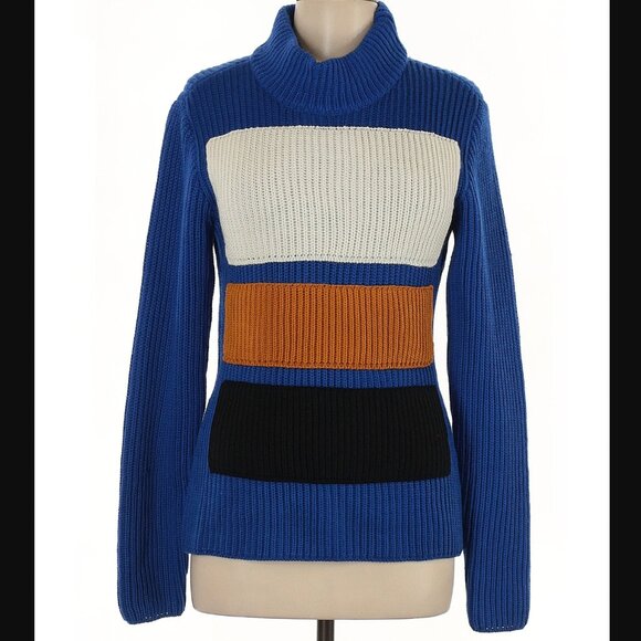 Bevza Size M Colorblock Turtleneck Minimalist Luxe Sweater Ukrainian Designer - Picture 1 of 5